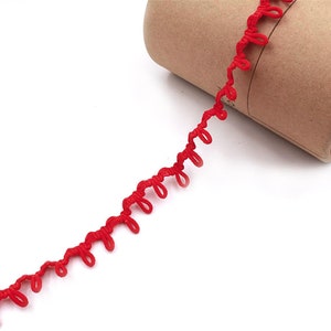Looped Fastening Trim 1/2&quot; Button Loop Sold By Yard - Red