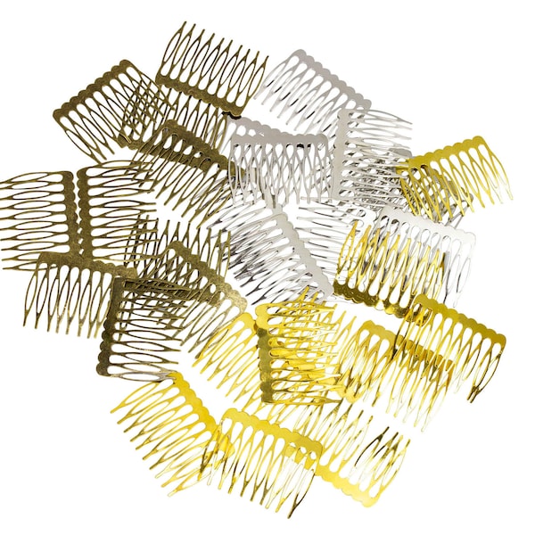 Metal Millinery or Veil Hair Comb 2" Wide - 10 Pieces