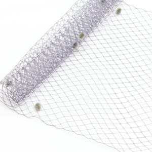 Birdcage Veil Netting with Dots, 10&quot; Wide, Sold by the Yard  - Grey
