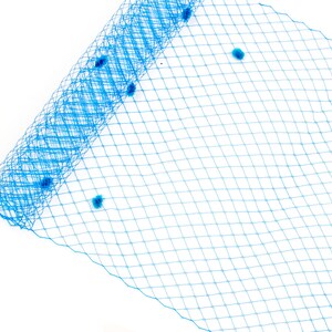 Birdcage Veil Netting with Dots, 10&quot; Wide, Sold by the Yard  - Aqua Blue
