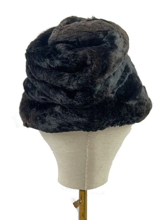 Vintage Madcaps New York Black Fur Slouch Cap - image 2