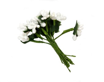 Flower Stamens for Artificial Flower Making Textured Mix - White - 12 Pieces