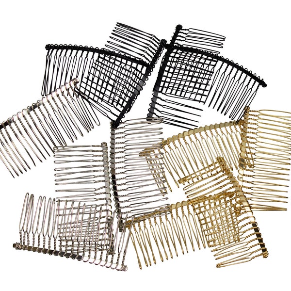 Metal Twisted Wire Comb for Veils and Headpieces 3" Wide  Four Pieces