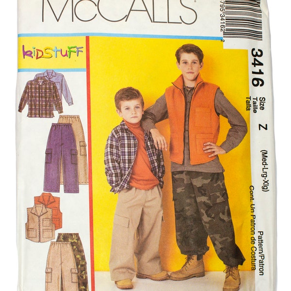 McCall's 3416 Children's Button Shirt, Cargo Pants, Vest Uncut - Sizes M - XL