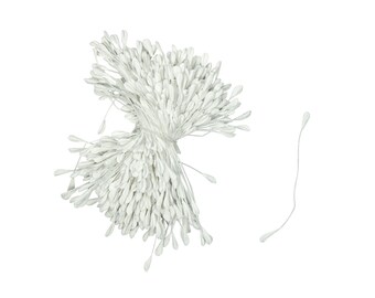 Flower Stamens for Artificial Flower Making 300 Pieces Matte - White