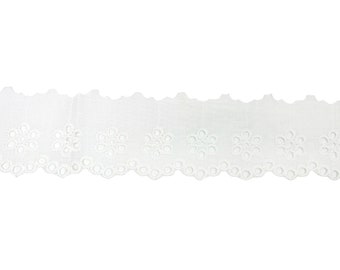 vintage Trim White Scallped Floral Eyelet Lace 3 » - Vendu par cour