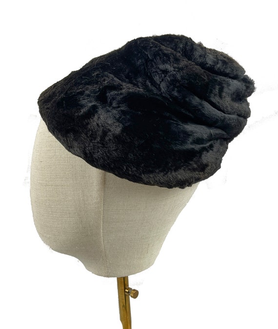 Vintage Madcaps New York Black Fur Slouch Cap - image 1