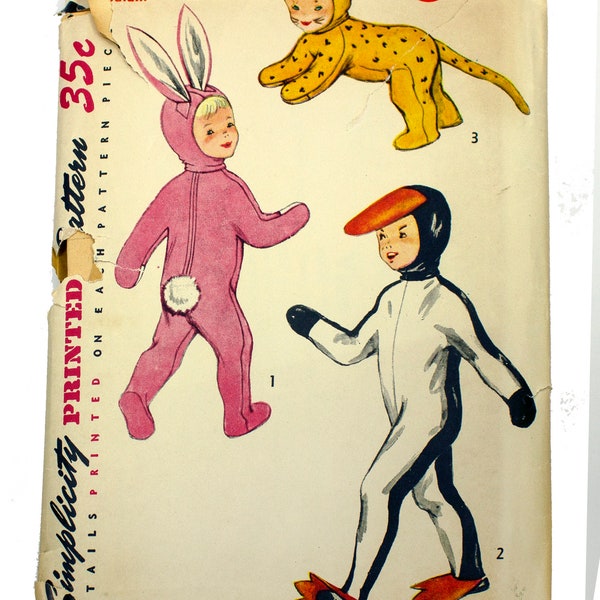 Simplicity 4073 Disfraz infantil con tocado Bunny, Penguin - Tamaño Mediano 6 - 8