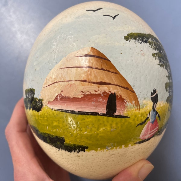 Vintage 1950s Australian Painted Ostrich Egg
