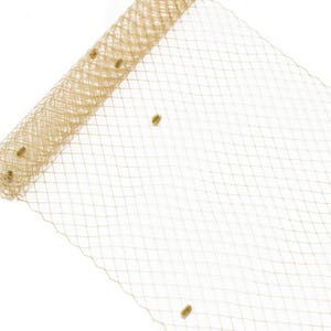 Birdcage Veil Netting with Dots, 10&quot; Wide, Sold by the Yard  - Tan