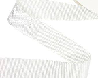 Ruban coton et rayonne Petersham 25 mm (1") - Vendu par mètre - Blanc