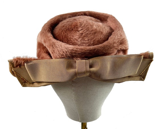Vintage Fur Hat with Petersham Bow by Suzy Lee of… - image 1