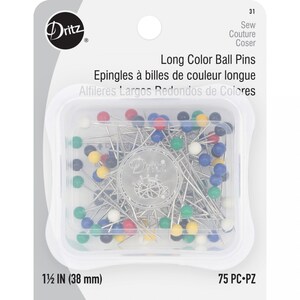Pinos esféricos de cor longa Dritz tamanho 24 - 1 1/2&quot; - 75 peças