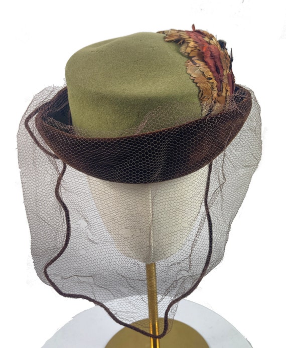 Vintage Phil Strann Felt and Velvet Hat with Feath