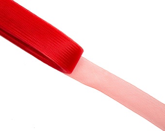 Crinoline Horsehair Braid 1.2" (3 cm) Wide - Red - Sold by the Yard