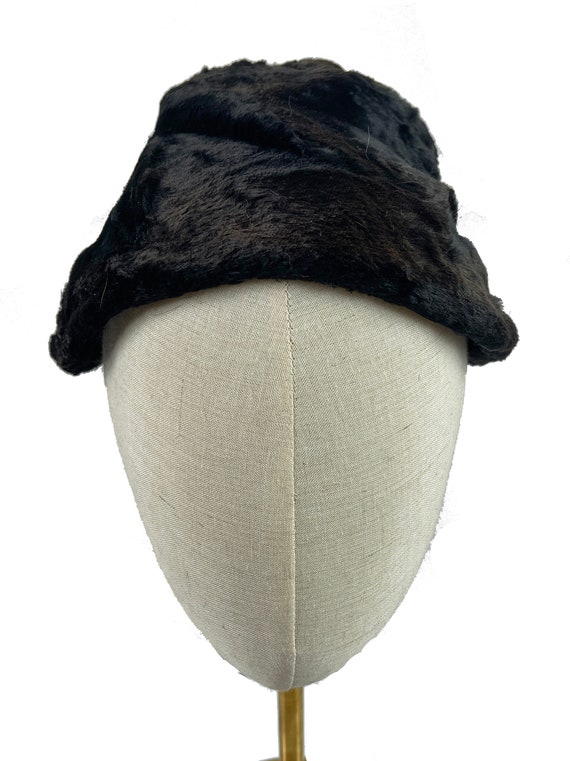 Vintage Madcaps New York Black Fur Slouch Cap - image 3