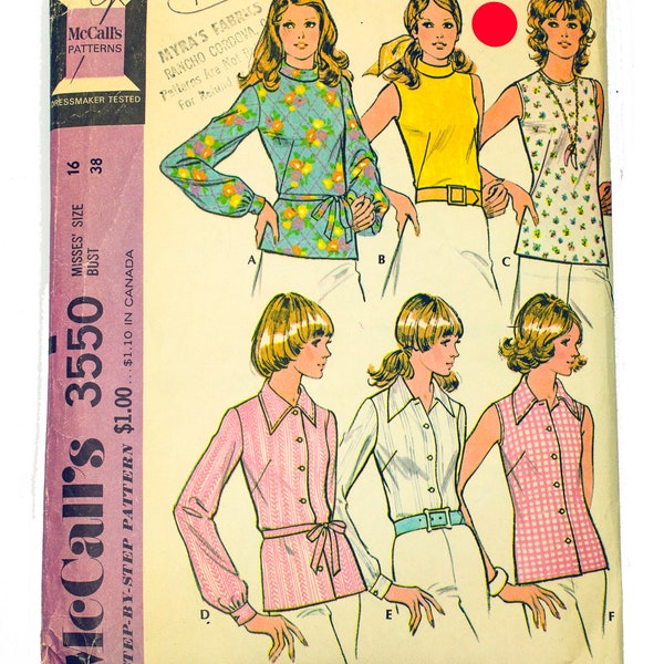 McCall's 3550 Women's Set of Blouses - Size 18 Bust 36