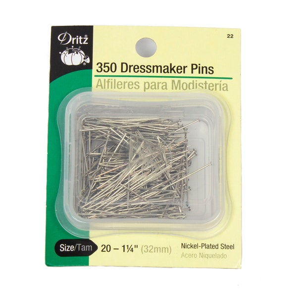 Dritz Dressmaker Pins Size 20 Nickle Plated Steel - 1 1/4" - 350 Ct