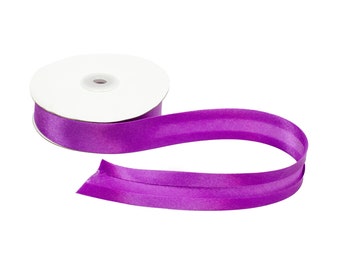 Satin Ribbon Bias Tape 25 mm Single Fold - Purple - Sold by the Yard