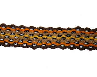 vintage Trim Brown, Jaune, Orange Fil Tissé Motif 1 3/8 » Large - Vendu par cour