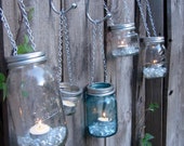 Hand Made Mason jar Tea Light or Votive Lid -  With Chain for Hanging - Fits All Standard Mason Jars