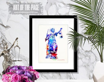 Lawyer print, "Watercolor Lady Justice", 8.5"x11", Lawyer Gift, Lady Justice art, Pass the Bar gift, Lawyer Office Decor, Attorney gift