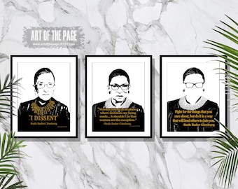 RBG print, "The 3 Ruths", Set of 3  Ruth Bader Ginsburg quotes, Supreme Court Judges, (Save 20% on the set), Law office Decor, Attorney gift
