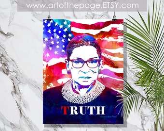 RBG print, "Ruth Bader Ginsburg - Truth", Lawyer Gift, Pass the Bar gift, Law Office Decor, Notorious RBG, Lawyer print, Judge gift, RBG Art