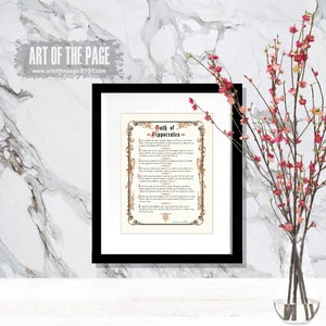 Doctor gift, "Vintage Oath of Hippocrates", 8.5"x11" Fine Art Print, Medical Graduate print, Medical Doctor print, Doctor Office Decor