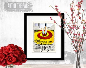 Wizard of Oz Print, "There's no Place Like Home - Wizard of Oz, 8.5" x 11", Dorothy, Ruby Slippers, Yellow Brick Road print, Childs room art