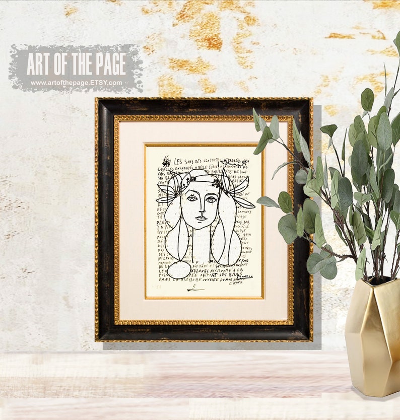 printed on a letter written by Picasso Line Drawing of Francoise Gilot Modern Art Picasso print 8.5x11 Fine Art Print Picasso