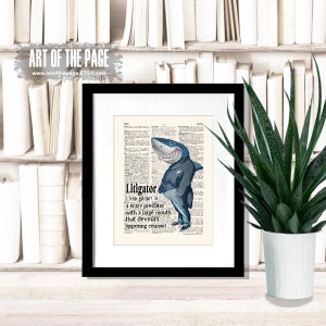 Lawyer print, &quot;LitiGator- Shark, Definition&quot;,  Lawyer Gift, Funny Lawyer print, Pass the Bar gift, Law Office Decor, Attorney gift