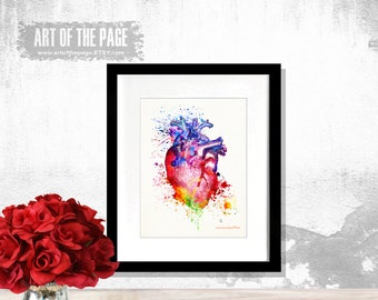 Human Anatomy print, "Watercolor Heart", 8.5" x 11" Fine Art print, Registered Nurse Gift, Nurse Graduation gift, Heart print, Doctor gift