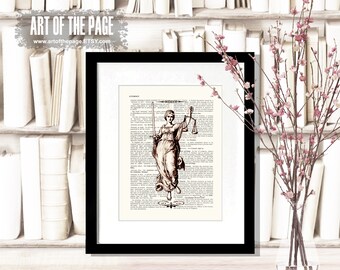 Lawyer print, "Vintage Lady Justice", 8.5"x11", Lawyer Gift, Scales of Justice print, Pass the Bar gift, Law Office Decor, Attorney gift