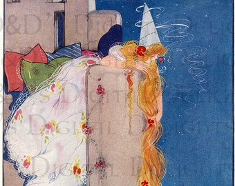 RARE Splendiferous Stunning Hilda Cowham/Rapunzel/ VINTAGE Fairy Tale DIGITAL Illustration