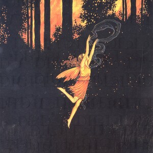 FAIRY bondit et vole dans de sombres bois mystérieux ! Illustration de fée vintage. Téléchargement numérique de fée vintage. Impression numérique de fées. Ida Outhwaite.