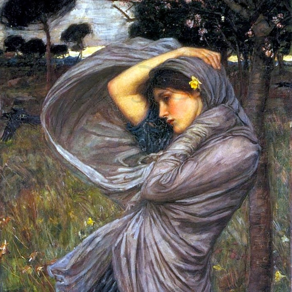 Wind Blown Woman! Digital Download. Pre-Raphaelite Digital Painting Download. Art To Print! Digital Waterhouse To Print!