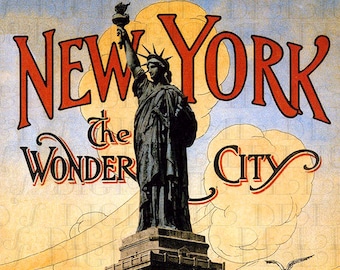 New YORK The WONDER City! Vintage Statue Of Liberty Illustration. Vintage Digital Download. New York Statue Of Liberty Digital Print.