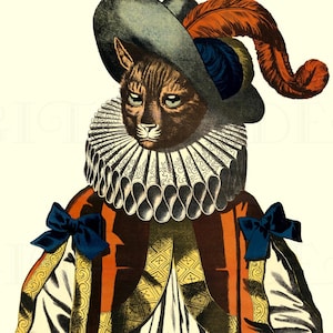 Vintage Puss in Boots Illustration: Fairy Tale Cat Art Print (Digital Download