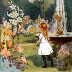 Illustration vintage superlative du jardin Alice au pays des merveilles. Téléchargement NUMÉRIQUE d'Alice au pays des merveilles. Marguerite TARRANT. À partir de la première édition