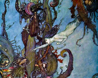 Edmund Dulac Mermaid Print: Vintage Fairy Tale Illustration (Digital Download)