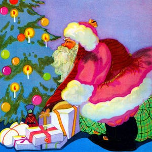 Vintage Santa Christmas Illustration: Fern Bisel Peat Digital Download