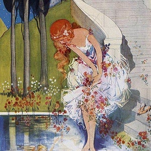 PRINCESS And Teeny MERMAIDS! Vintage Fairy Tale Illustration. Vintage Digital Mermaid Download. Fairy Tale Image. Hilda Cowham.