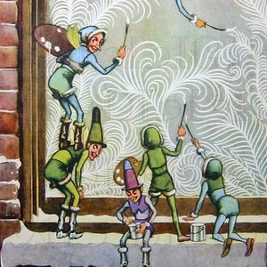 Les fabricants de FROST ! Illustration vintage. Téléchargement numérique de Noël vintage. Image du nouvel an. Illustration de conte de fées.