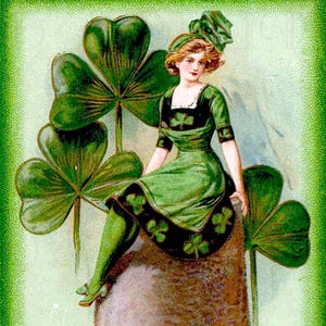 Irish Lassie Atop Of Hat! Vintage St. Patrick&#39;s Day Image: Printable Digital Download