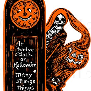 Vintage Halloween Invitation Illustration: 2 Versions/1 Price Digital Download Print