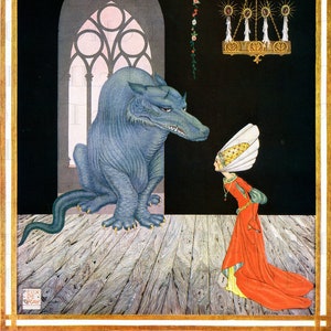 RARO! Splendida illustrazione digitale vintage de "La Bella e la Bestia"! Scaricabile da Internet. Immagine stampabile della fiaba.