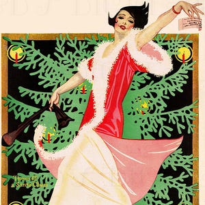 There IS a Santa Claus. Art Deco Digital Flapper VINTAGE  Illustration. Digital Christmas Download. Digital Christmas Card. Printable