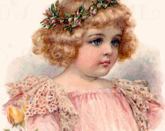 アンティーク ヴィンテージ 子供 イラスト イメージ 女の子と