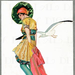 Art Deco Flapper Bathing Suit Illustration: Vintage Digital Print (Digital Download)